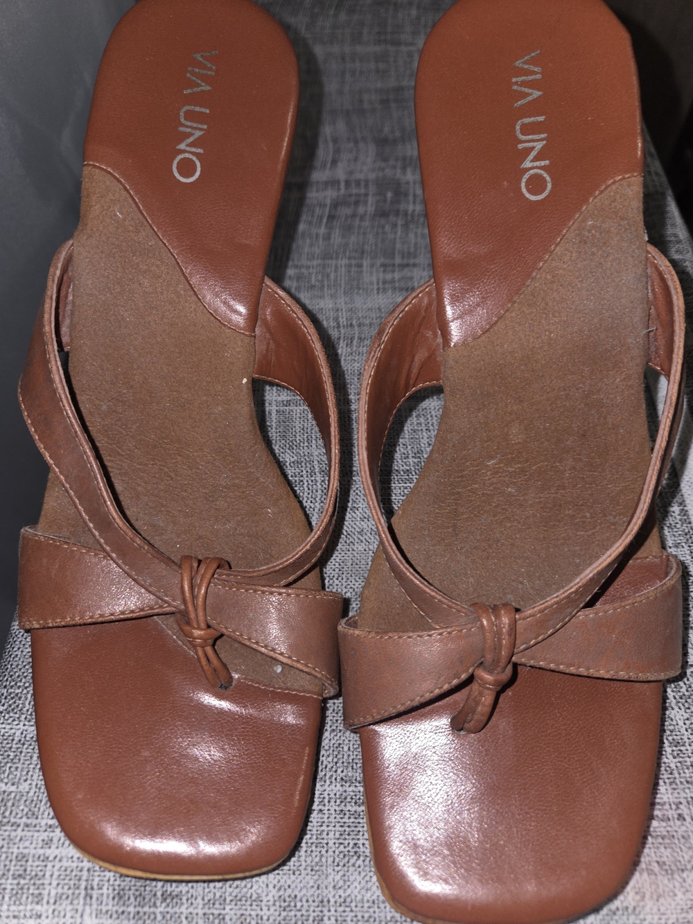 Unique Clear Heel Strap Brown Slingback Mules